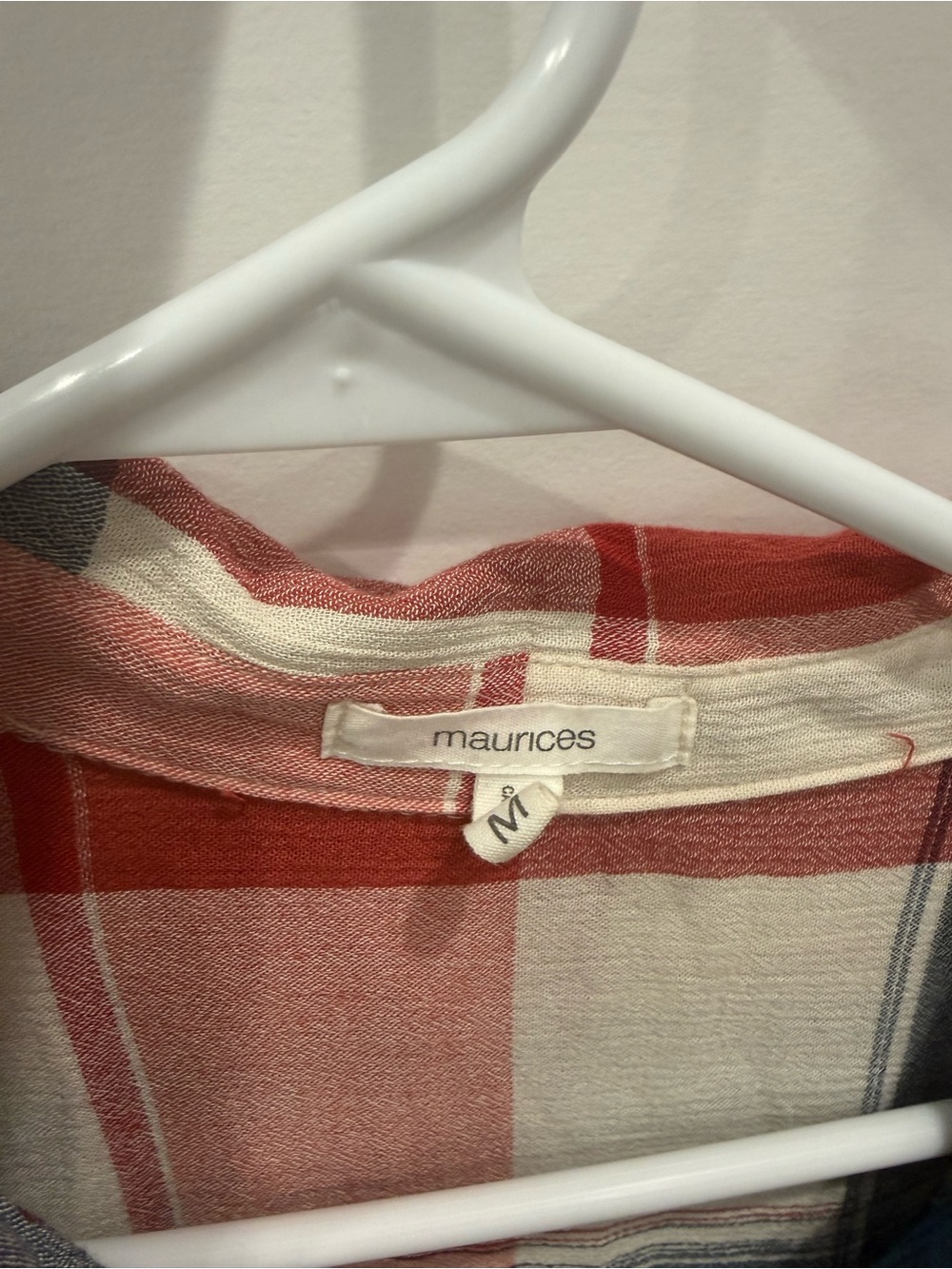 Maurices Red, White, and Blue Plaid Button-Up Top - Picture 3 of 3